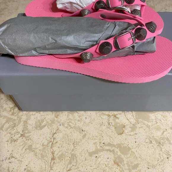 Balenciaga Cagole Studded Flip Flop Sandals (Orig. $495) w/tax (Size 6B/36EU)